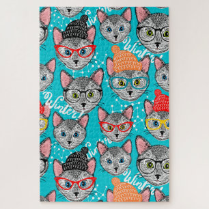Puzzle Gato en el gorra
