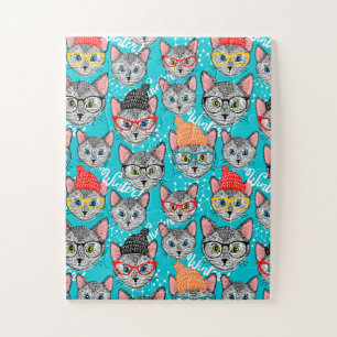 Puzzle Gato en el gorra