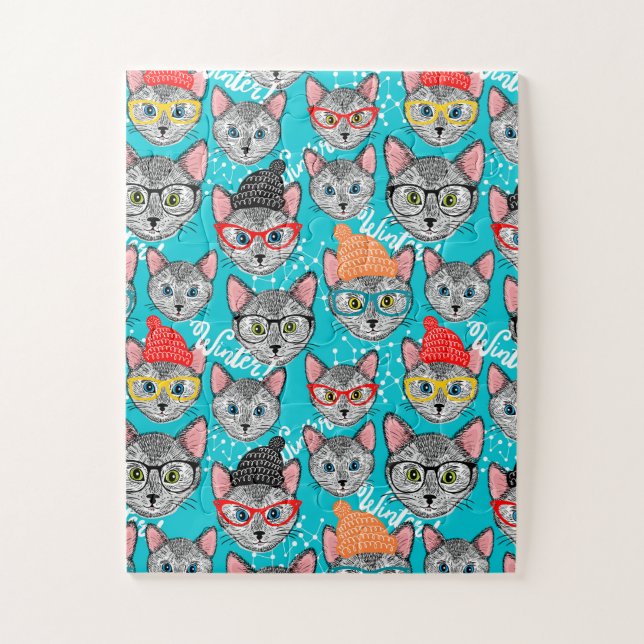 Puzzle Gato en el gorra (Vertical)