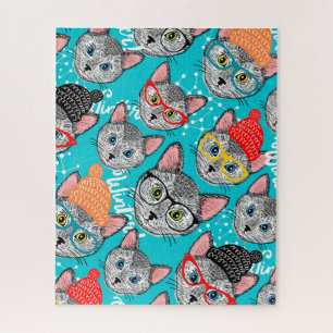 Puzzle Gato en el gorra
