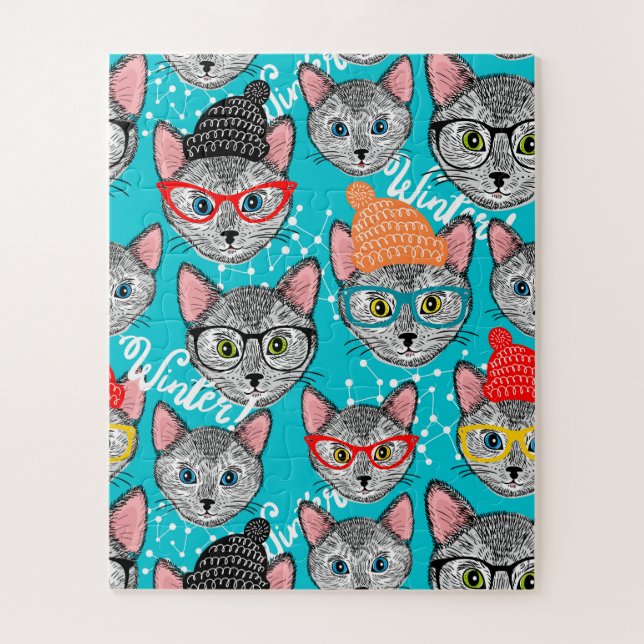 Puzzle Gato en el gorra (Vertical)