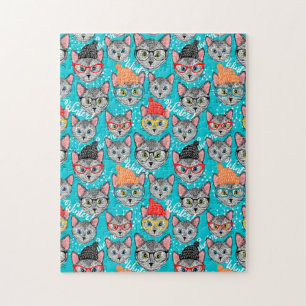 Puzzle Gato en el gorra