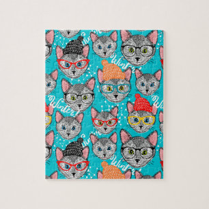 Puzzle Gato en el gorra