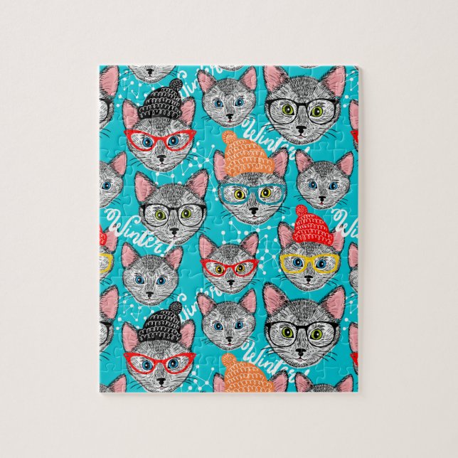 Puzzle Gato en el gorra (Vertical)