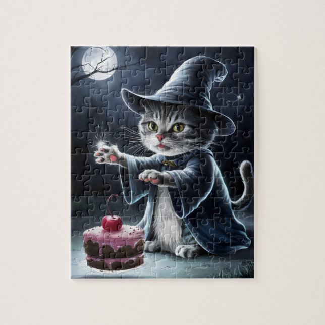 Puzzle Gato en Halloween. (Vertical)