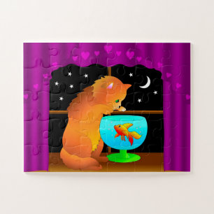 Puzzle Gato en pecera