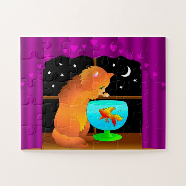 Puzzle Gato en pecera (Horizontal)