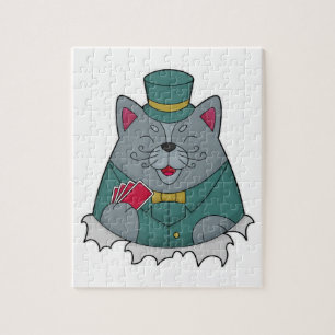 Puzzle Gato en Poker con tarjetas de póker