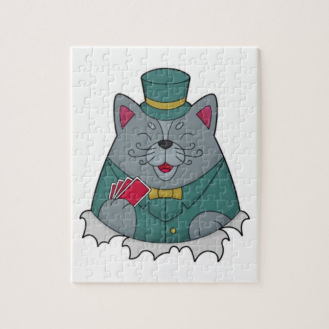Puzzle Gato en Poker con tarjetas de póker (Vertical)