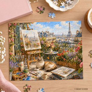 Puzzle Gato en un balcón parisino