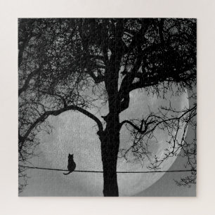 Puzzle Gato en una luna llena de cable