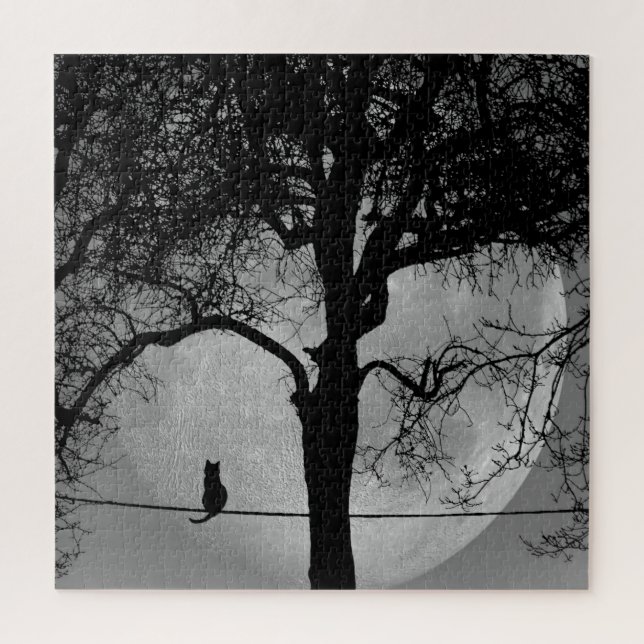 Puzzle Gato en una luna llena de cable (Vertical)