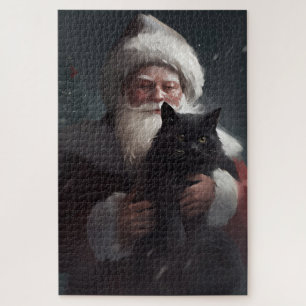 Puzzle Gato Esmoquin con Papá Noel Festivo de Navidad