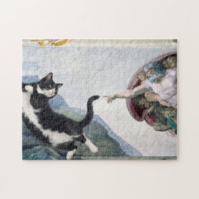 Puzzle Gato esmoquin tocando la pata divina               (Horizontal)