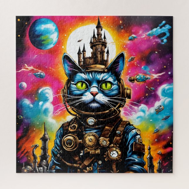 Puzzle Gato espacial Steampunk II (Vertical)