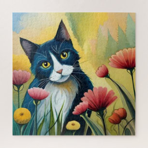 Puzzle gato FLoral