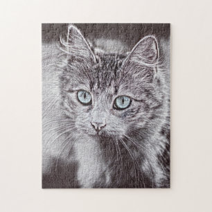 Puzzle Gato Gato Gatito Gatito Gatito Con Ojos Azules Lum