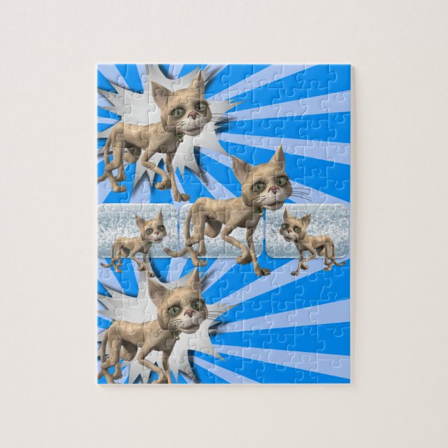 Puzzle Gato Gato Gatito Meow Blue (Vertical)