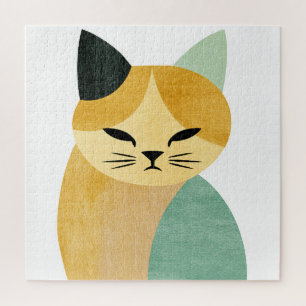 Puzzle Gato geométrico minimalista escandinavo moderno
