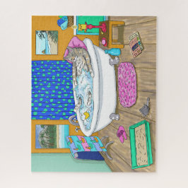 Puzzle Gato gracioso en baño Cat 665