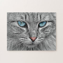 Puzzle Gato gris con ojos azules