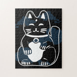 Puzzle Gato japonés de la buena suerte con nubes