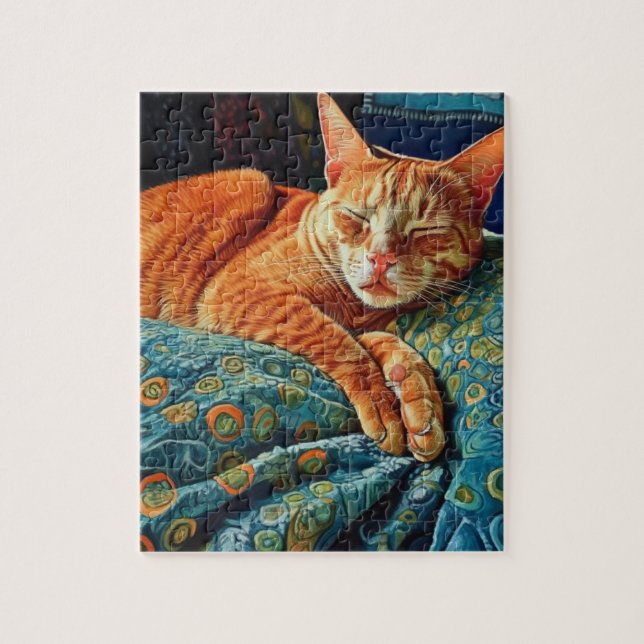 Puzzle Gato Jengibre Dormido Adorable  (Vertical)