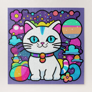 Puzzle Gato Kitty Espacial Blanco Lindo