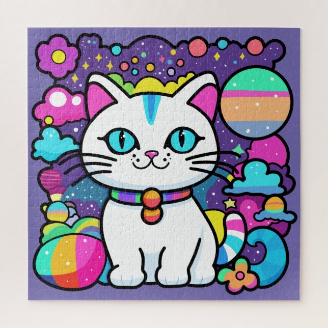 Puzzle Gato Kitty Espacial Blanco Lindo (Vertical)