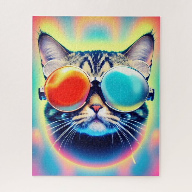 Puzzle Gato Kitty Psychedelt Psychonaut loco (Vertical)