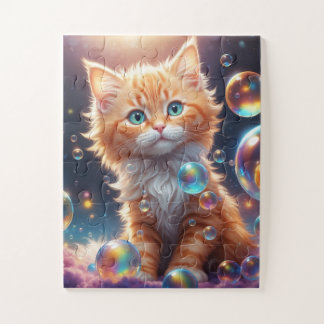 Puzzle Gato lindo con burbujas de IA generadas