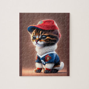 Puzzle Gato Lindo Con Camiseta De Equipo De Fútbol