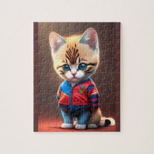Puzzle Gato lindo con camiseta del equipo de fútbol de Ba