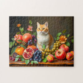 Puzzle Gato Maestro Entre Frutas y Flores