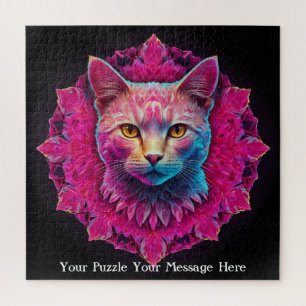 Puzzle Gato Mandala Neon Rosa