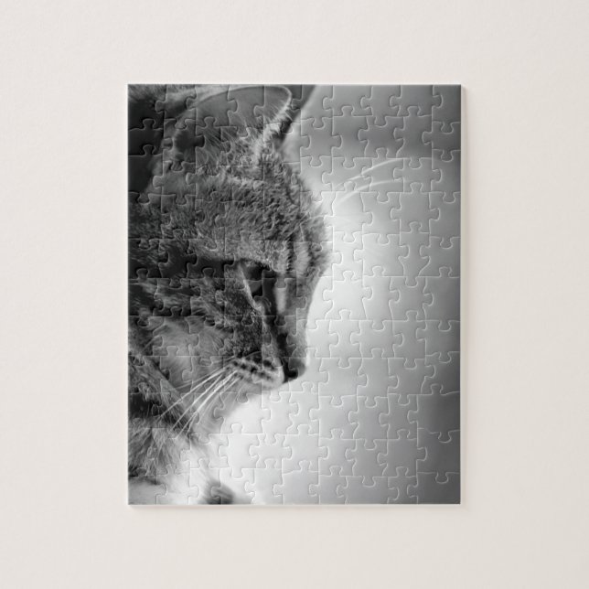 Puzzle Gato meditando negro y blanco (Vertical)