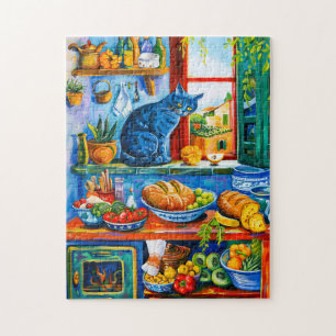 Puzzle Gato mirando por la ventana de la cocina