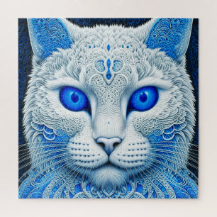 Puzzle Gato Místico Blanco Arte Etéreo de IA