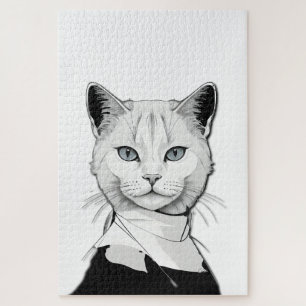 Puzzle Gato místico blanco y negro de Salem