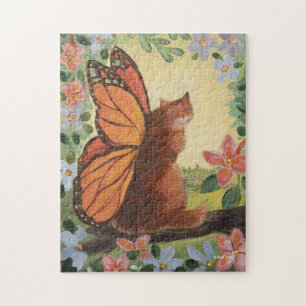 Puzzle Gato monarca mariposa en la pradera