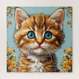 Puzzle Gato Naranja Atigrado Regalo Para Amantes de Gatit