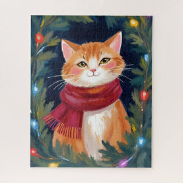 Puzzle Gato Naranja Navideño Mascota Festiva