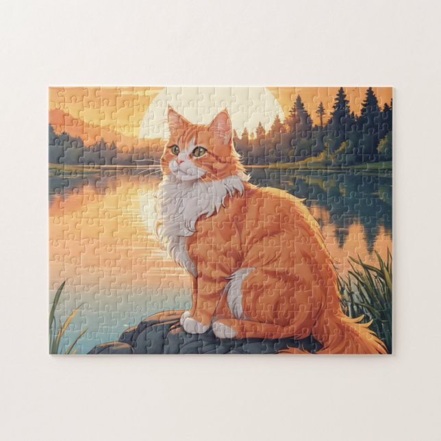 Puzzle Gato naranja y blanco (Horizontal)