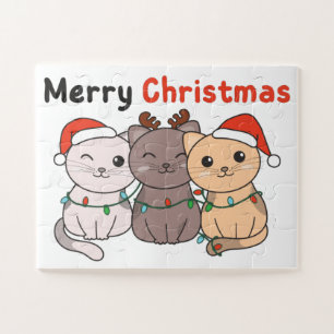 Puzzle Gato Navidades Animales Cutan Gatos Feliz Navidad