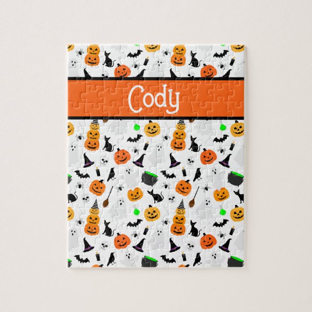 Puzzle Gato negro de calabaza fantasma de Halloween para  (Vertical)