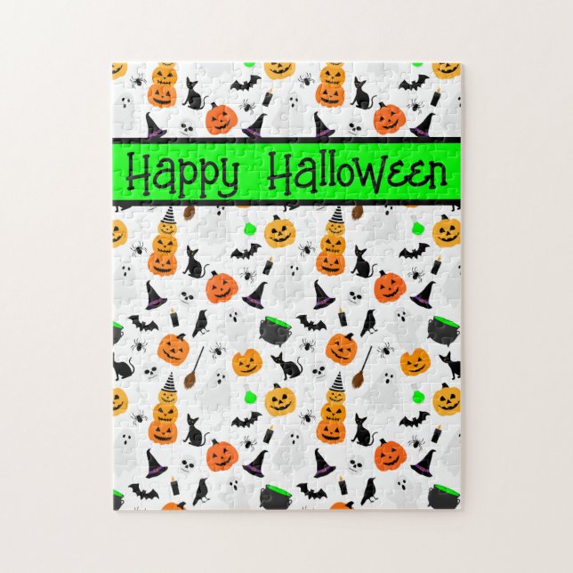 Puzzle Gato negro de calabaza fantasma de Halloween para  (Vertical)