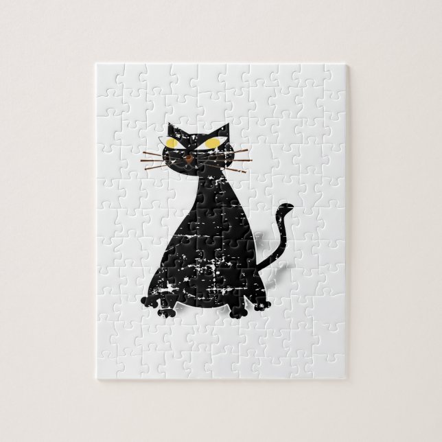 Puzzle Gato negro de grasa con problemas (Vertical)