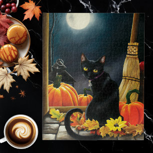 Puzzle Gato negro de Halloween