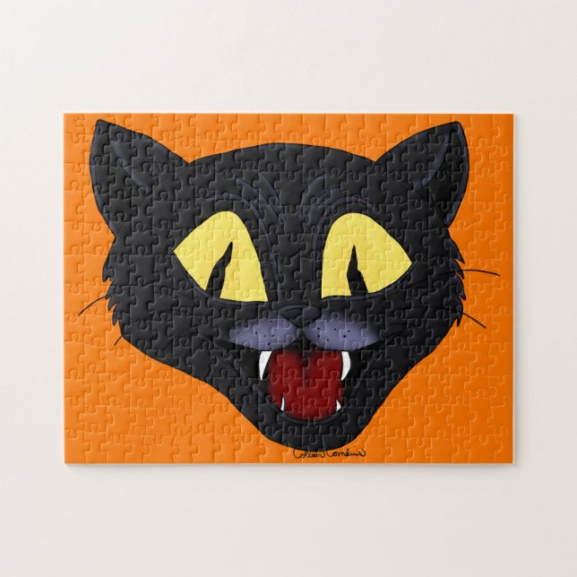 Puzzle Gato negro de Halloween (Horizontal)