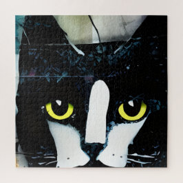Puzzle Gato negro de medios mixtos